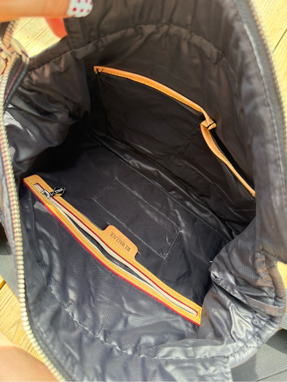 MZ Wallace Quilted Black Tote with Red Trim - Picture 4 of 9